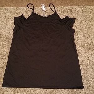 Black cold shoulder mini dress